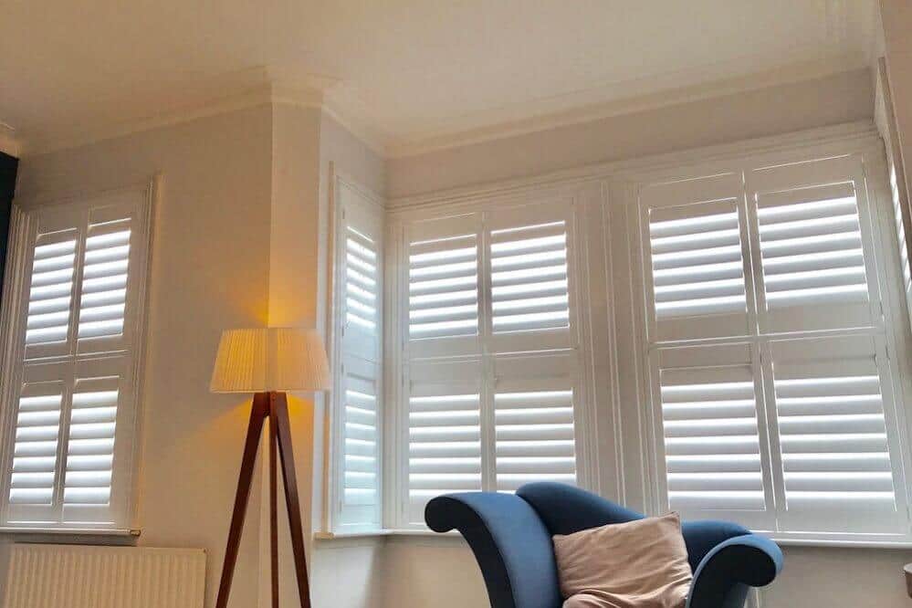 Living Room with window shutters