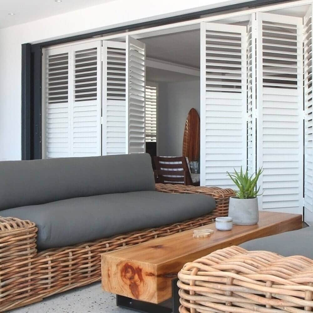 Living Room Tracked Shutters
