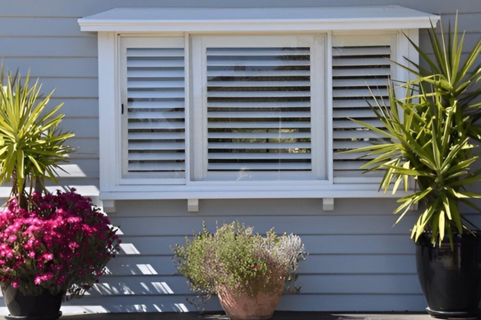 Plantation Shutters over windows in a home