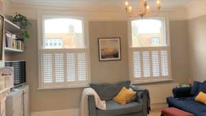 Living Room Cafe Style Window Shutters