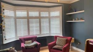 Full Height Living Room Bay Window Shutters