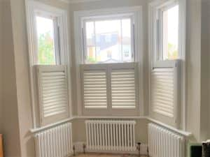 Hardwood Cafe Style Bay Window Shutters