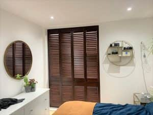 Wood Stained Bedroom Shutters